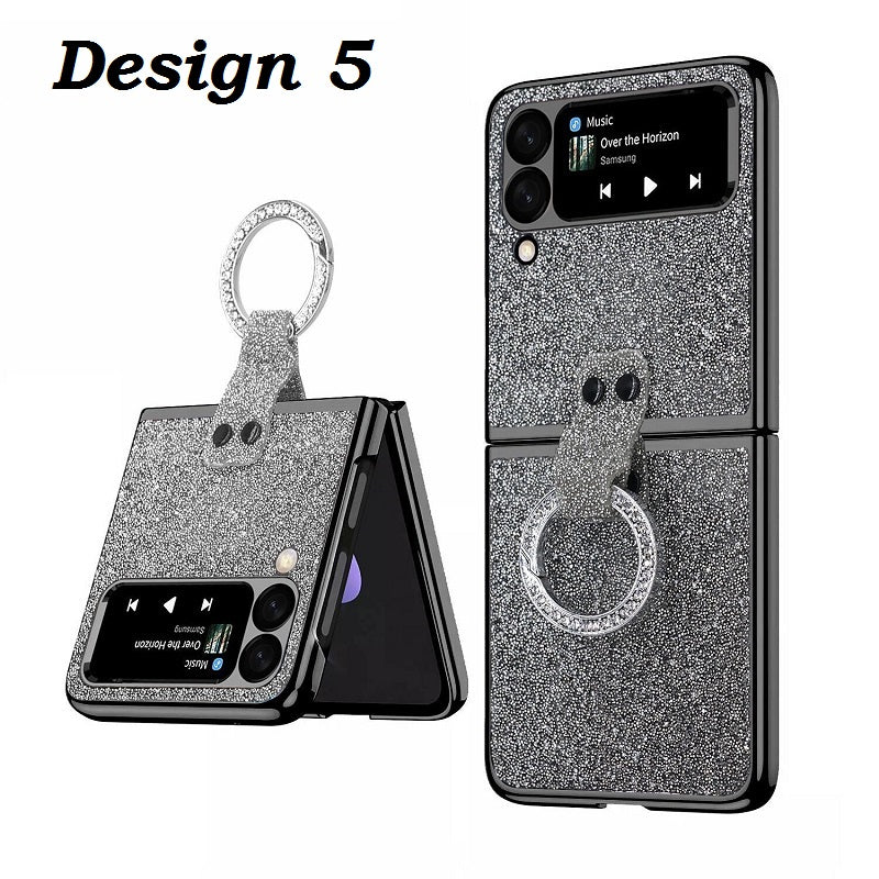 Samsung Galaxy Z Flip 4 Slim Case With Ring Shiny Bling Diamond Plating Case