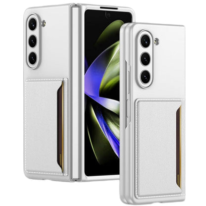 Samsung Galaxy Z Fold 5  PU Leather Card Holder Case-White