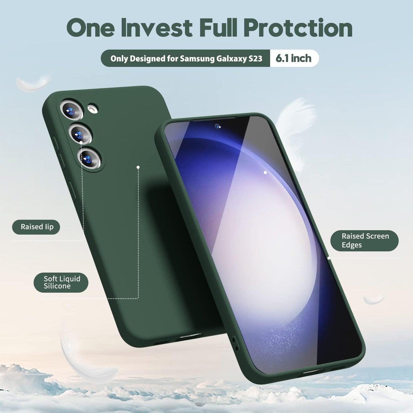 Samsung Galaxy S22 Liquid Silicon Case With Logo- Green