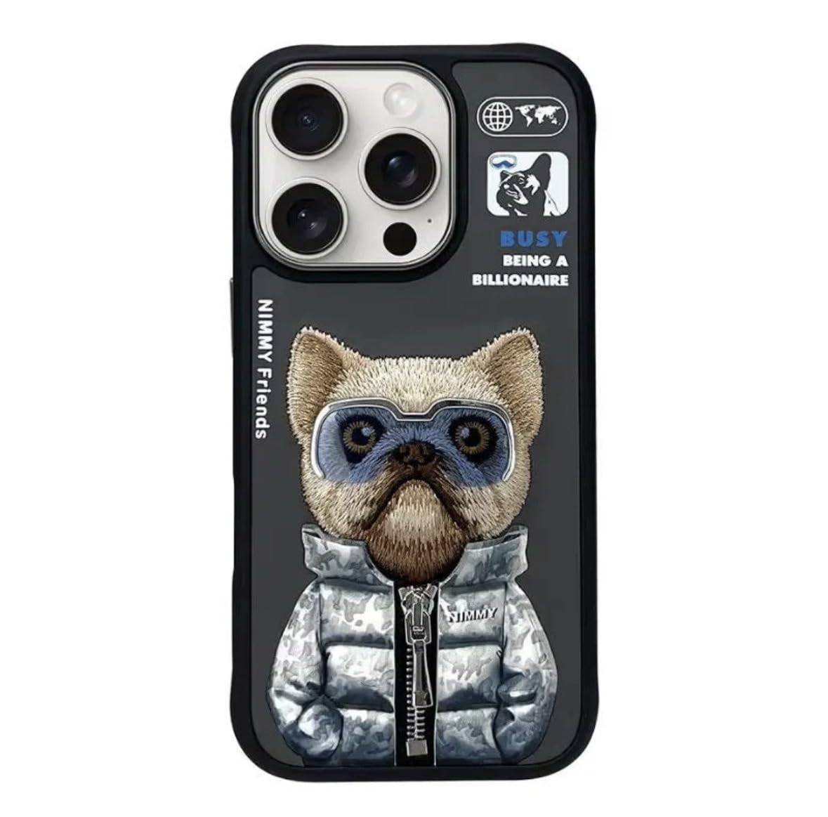 iPhone 14 Pro Nimmy Jacket Cool & Cute Embroidery Case Cover Swag Dog