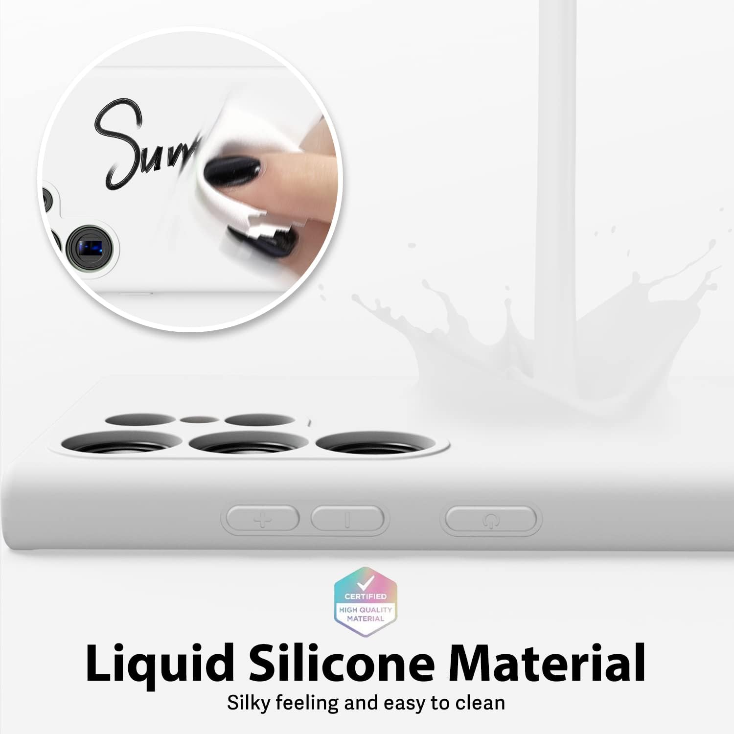 Samsung Galaxy S22 Ultra Liquid Silicon Case With Logo- White