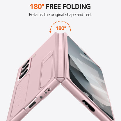 Samsung Galaxy Z Fold 6 Ultra Thin Silicon Case with Kickstand & Band - Pink