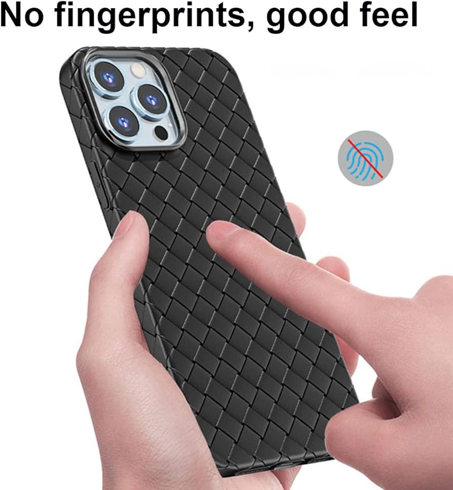 iPhone 15 Pro Max Luxury Weave Breathable Cooling Matte Soft Silicon Grid Case - Titanium Grey / Black