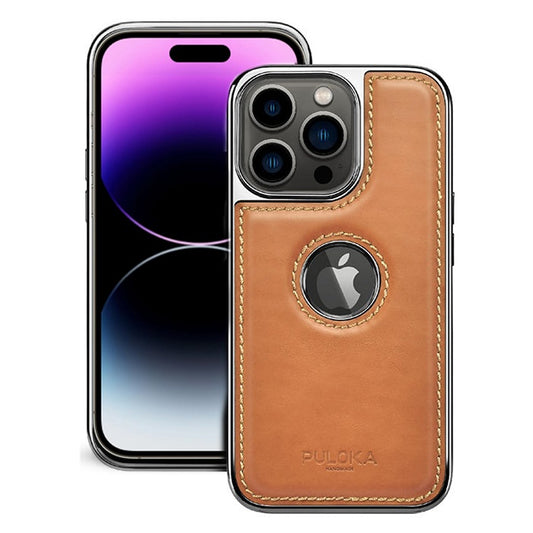 iPhone 15 Plus Leather Case Original Luxurious Premium Quality leather Case- Light Brown