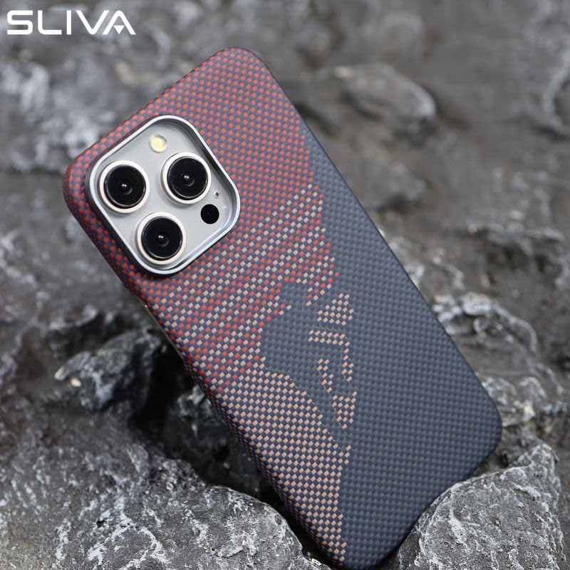 iPhone 16 Pro Max Carbon Fiber Case, SLIVA Real Carbon Aramid Fiber Case 0.5 mm Thin