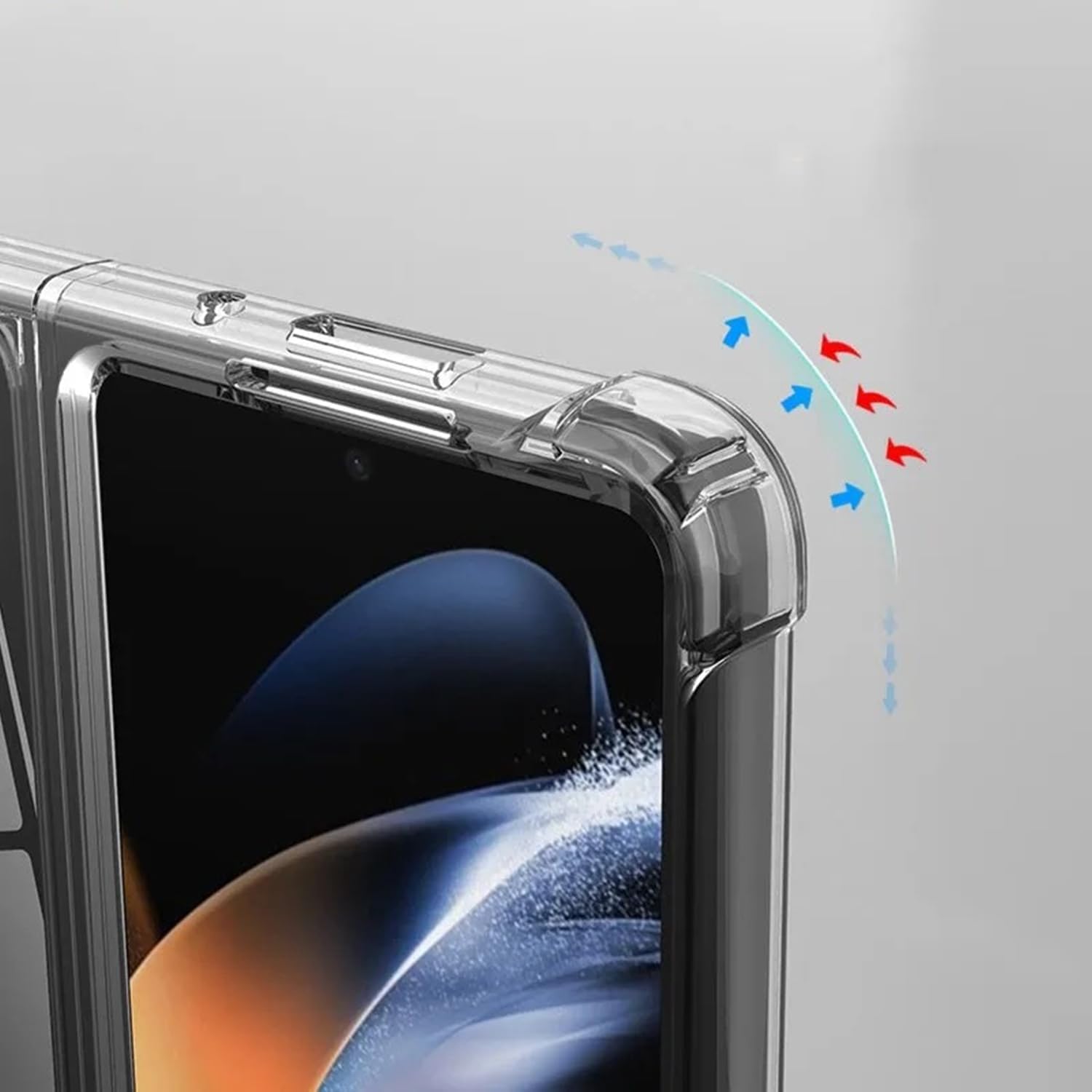 Samsung Galaxy Z Fold 5 Transparent Case with Bumper Camera Protection - Transparent
