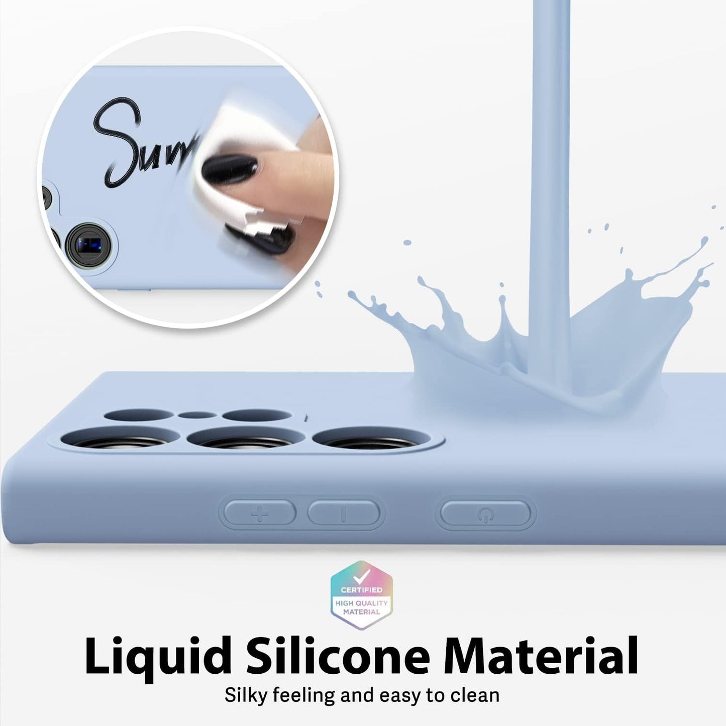 Samsung Galaxy S23 Ultra Liquid Silicon Case With Logo- Blue