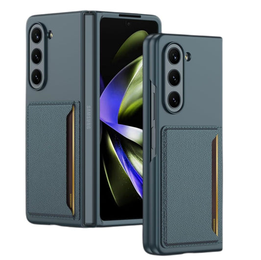 Samsung Galaxy Z Fold 5  PU Leather Card Holder Case-Green