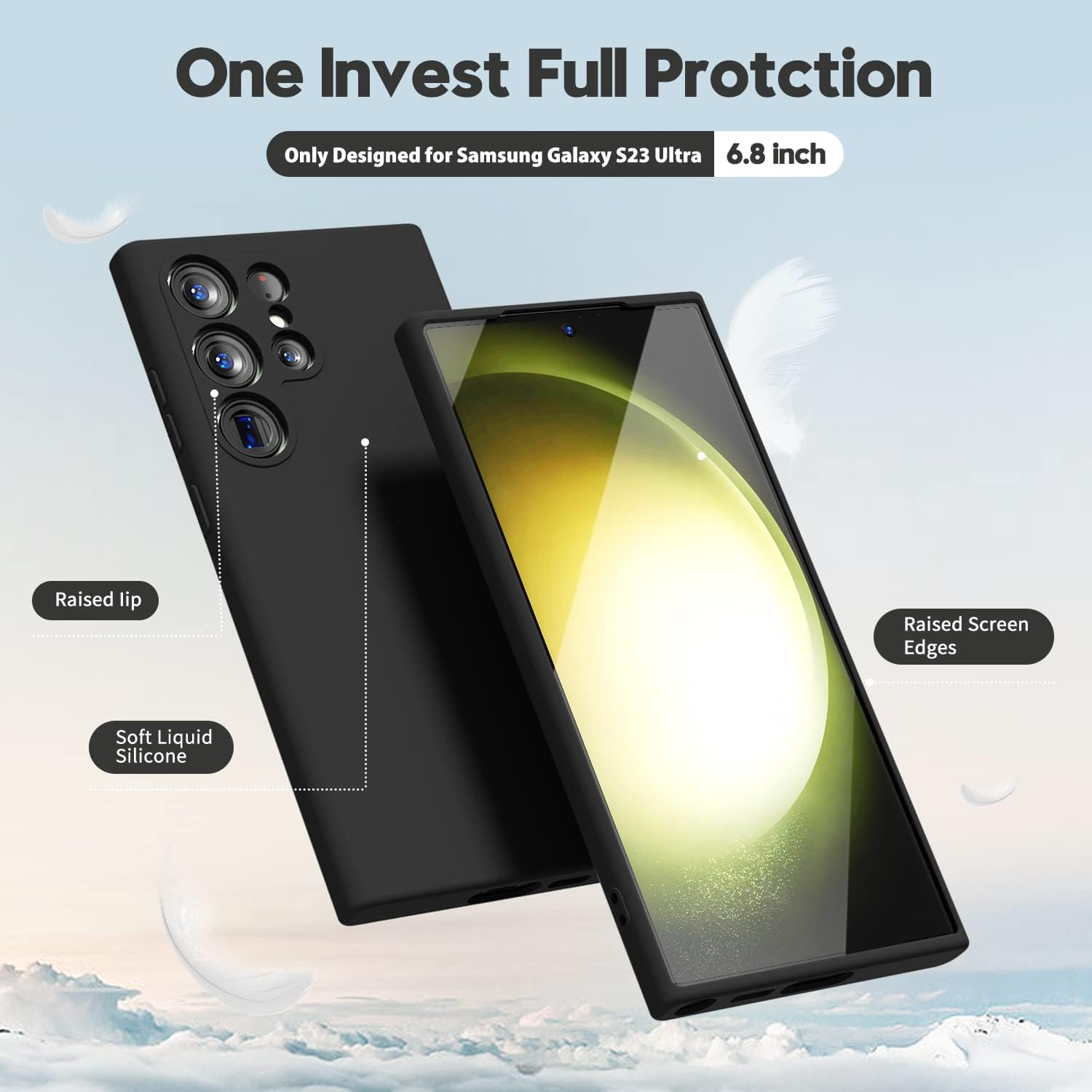 Samsung Galaxy S23 Ultra Liquid Silicon Case With Logo- Black
