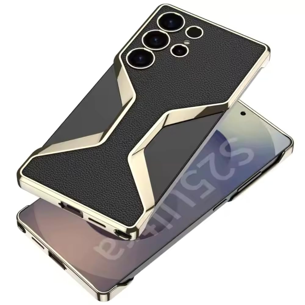 Samsung Galaxy S25 Ultra Bumper Case, X Shape Phantom Series Carbon Leather Case