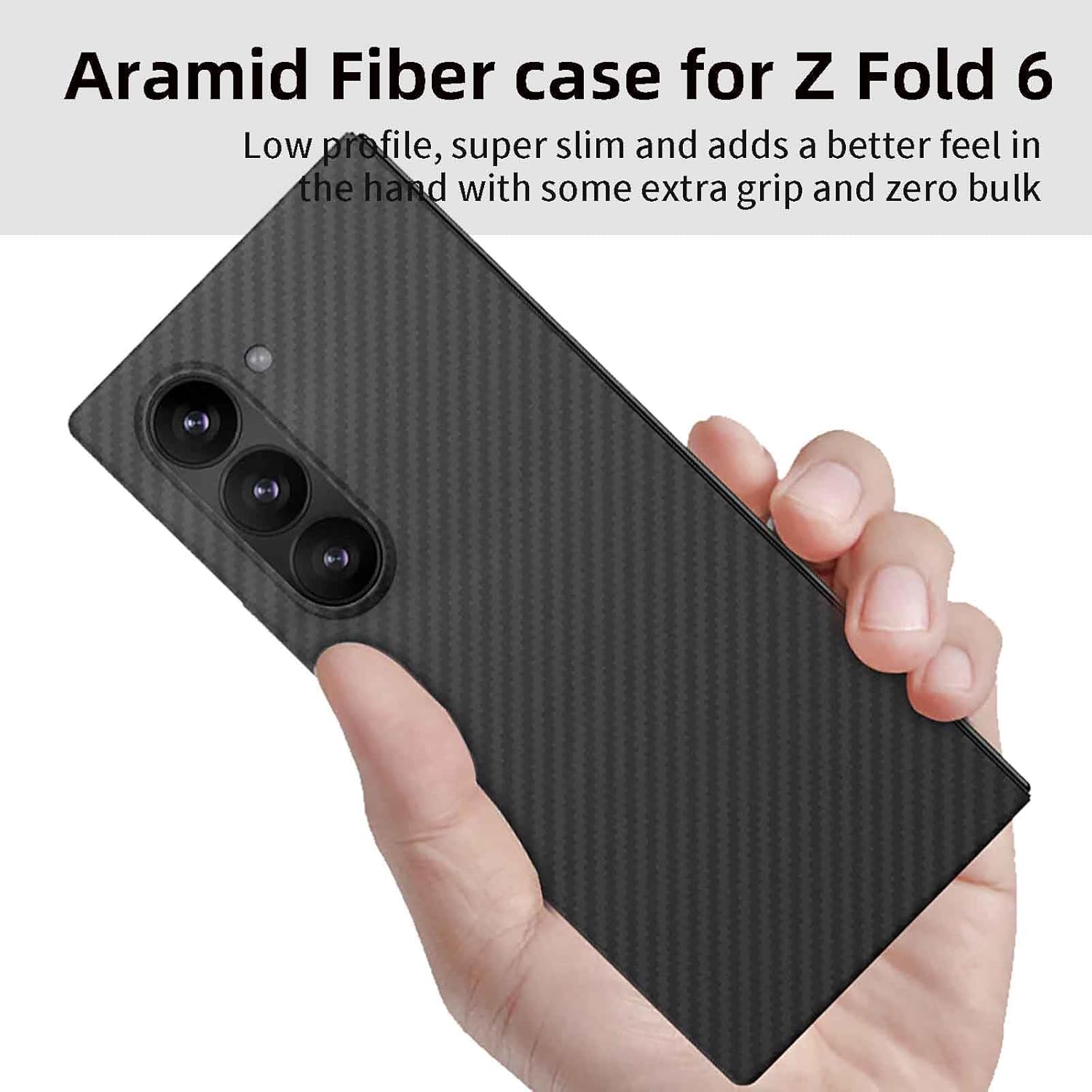 Samsung Galaxy Z Fold5 Carbon Case, 0.6mm Super Slim Carbon Texture Carbon Fiber