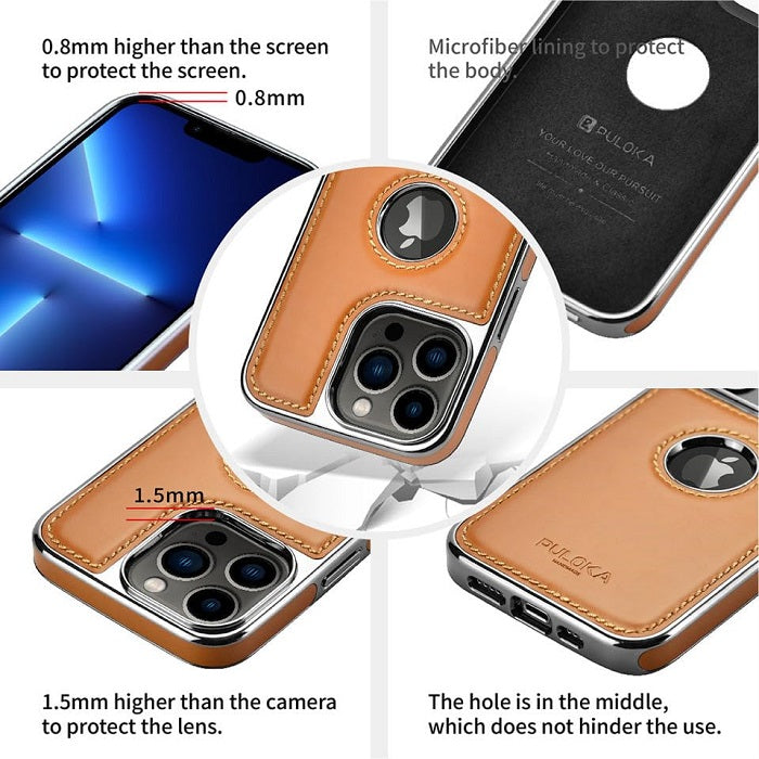iPhone 15 Plus Leather Case Original Luxurious Premium Quality leather Case- Light Brown