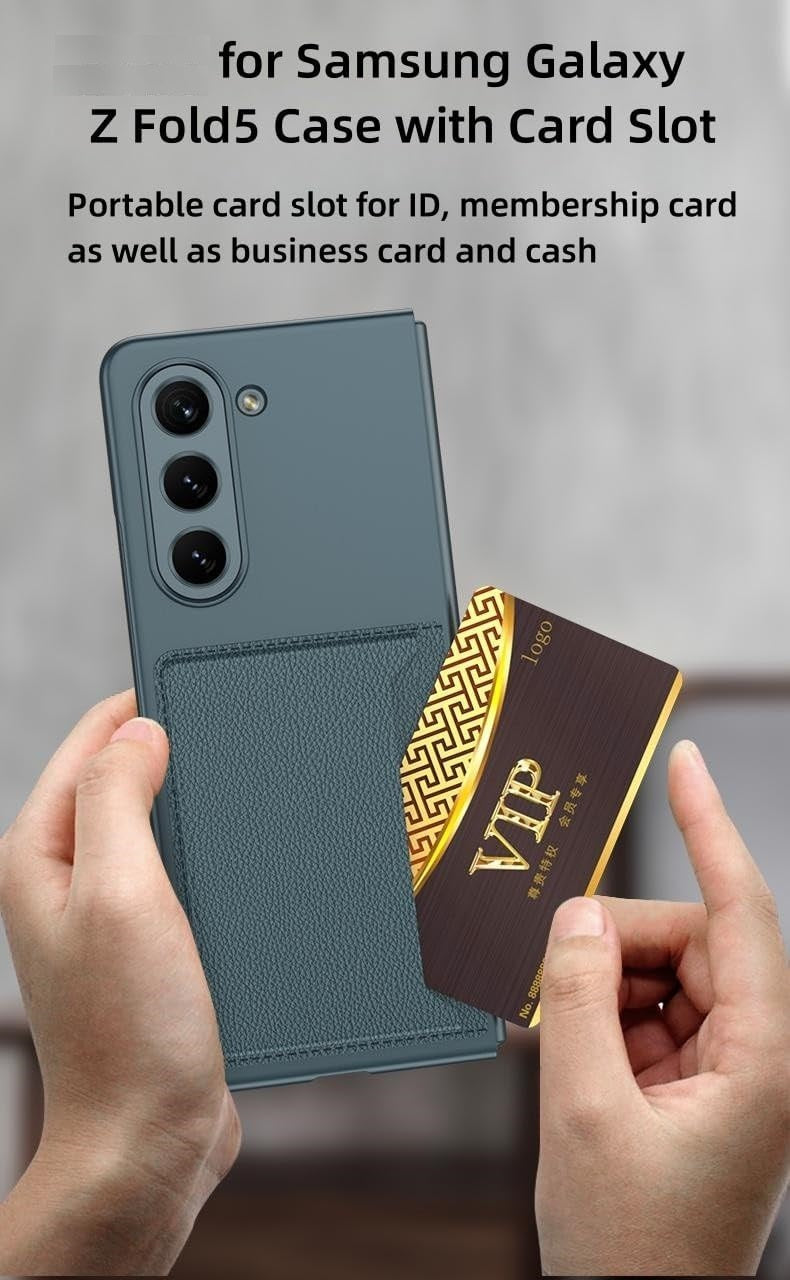 Samsung Galaxy Z Fold 5  PU Leather Card Holder Case-Carbon