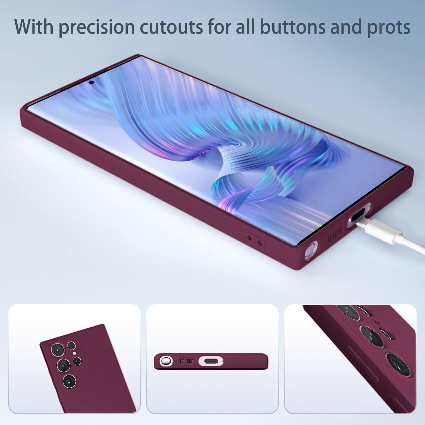Samsung Galaxy S23 Ultra Original Flexible Matte Liquid Silicon Case With Logo - Maroon
