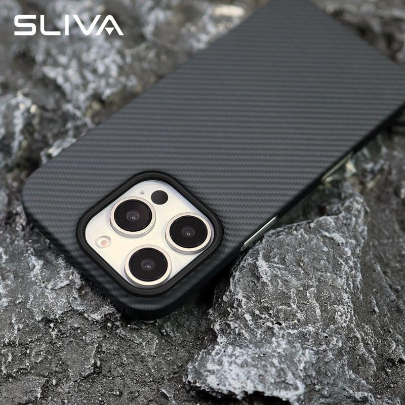 iPhone 16 Pro Max Carbon Fiber Case, SLIVA Real Carbon Aramid Fiber Case 0.5 mm Thin