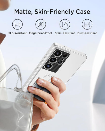 Samsung Galaxy S25 Ultra Matte Finish Kickstand Case, GKK Hard Shell PC Case with Invisible Stand - Silver