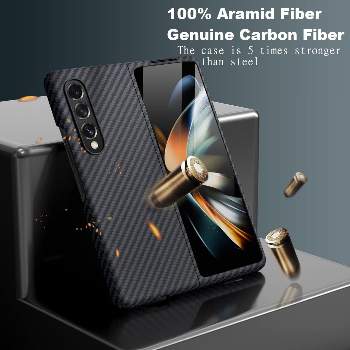 Samsung Galaxy Z Fold 4 Matte Carbon Pattern Sturdy Durable Aramid Fiber Super Light at 0.6mm