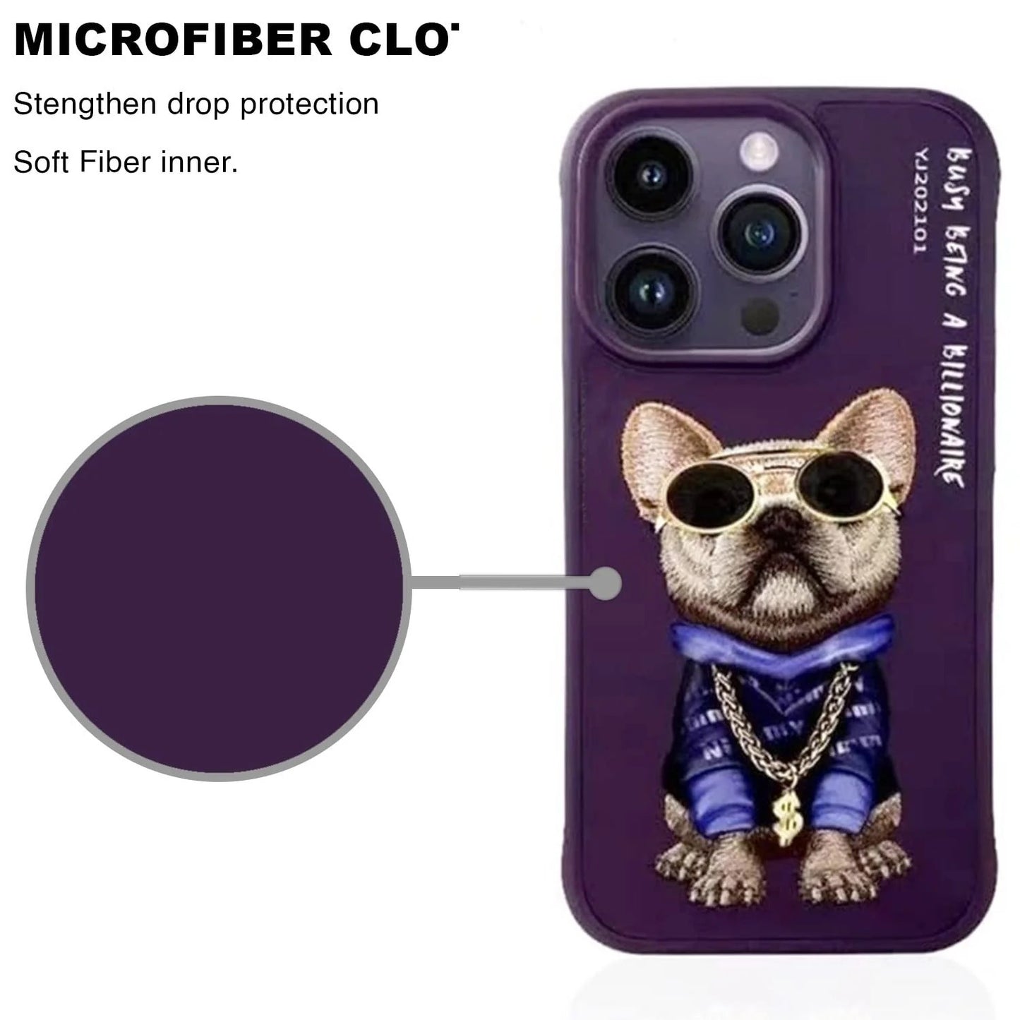 iPhone 13 Pro Max Nimmy 3D Embroided Swag Dog Case Cover - Purple