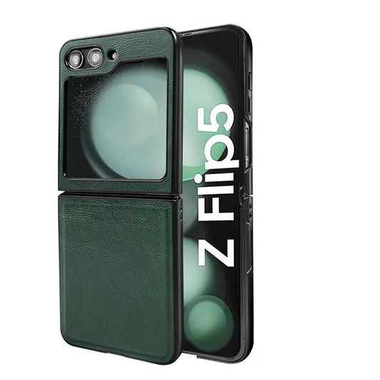 Samsung Galaxy Z Flip 5 Plain Leather Case-Green