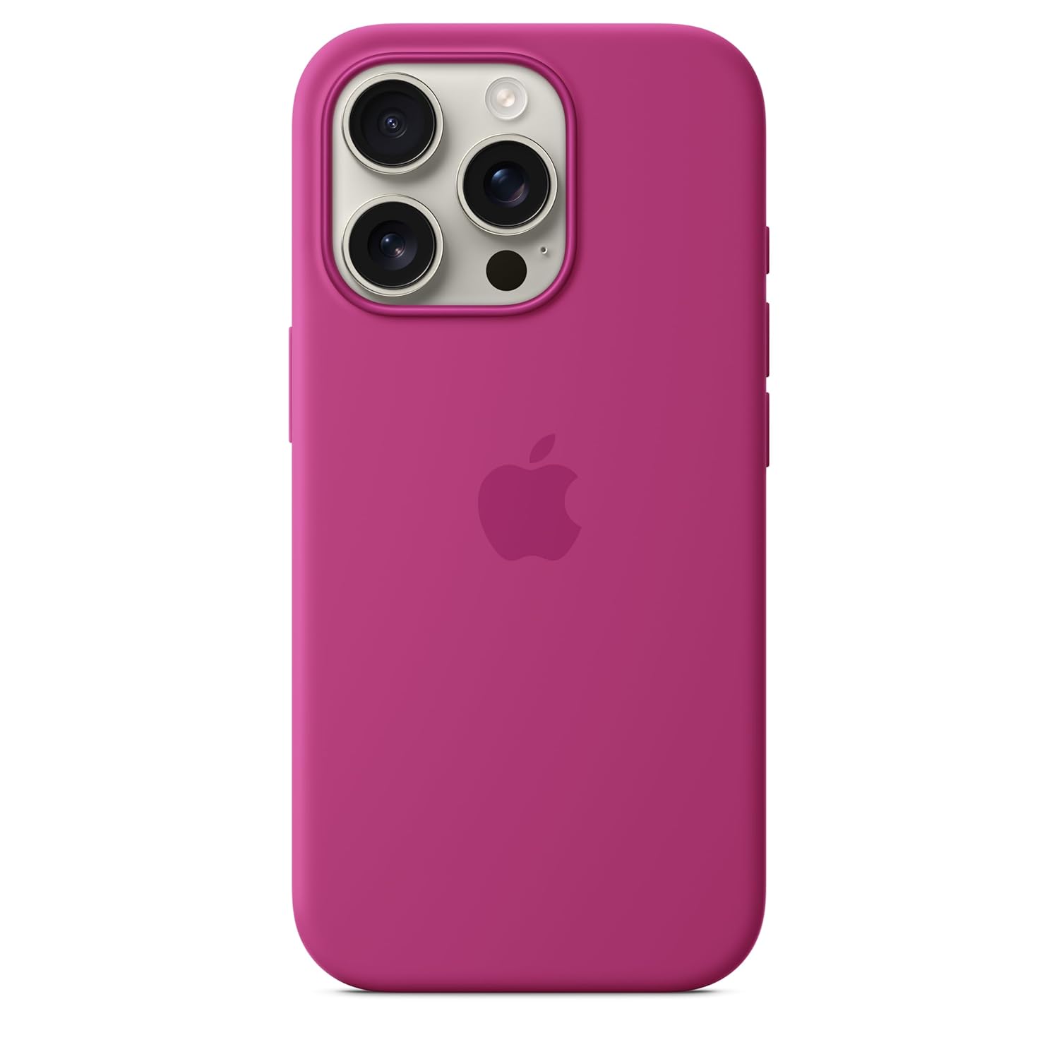 iPhone 16 Pro Max Silicon Magsafe Case with New Side Button & IC Working Animation) - Fuchsia