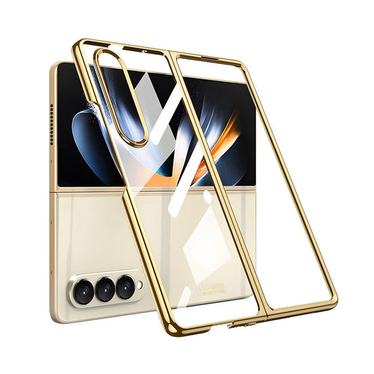 Samsung Galaxy Z Fold 4 Electroplated Frame Transparent Back Cover-Gold