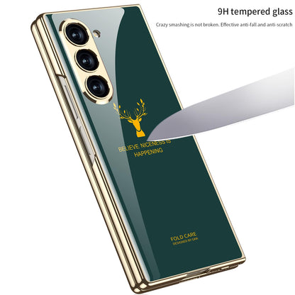 Samsung Galaxy Z Fold 6 Original GKK Glossy Deer Glass Case with Front Glass - Green Deer