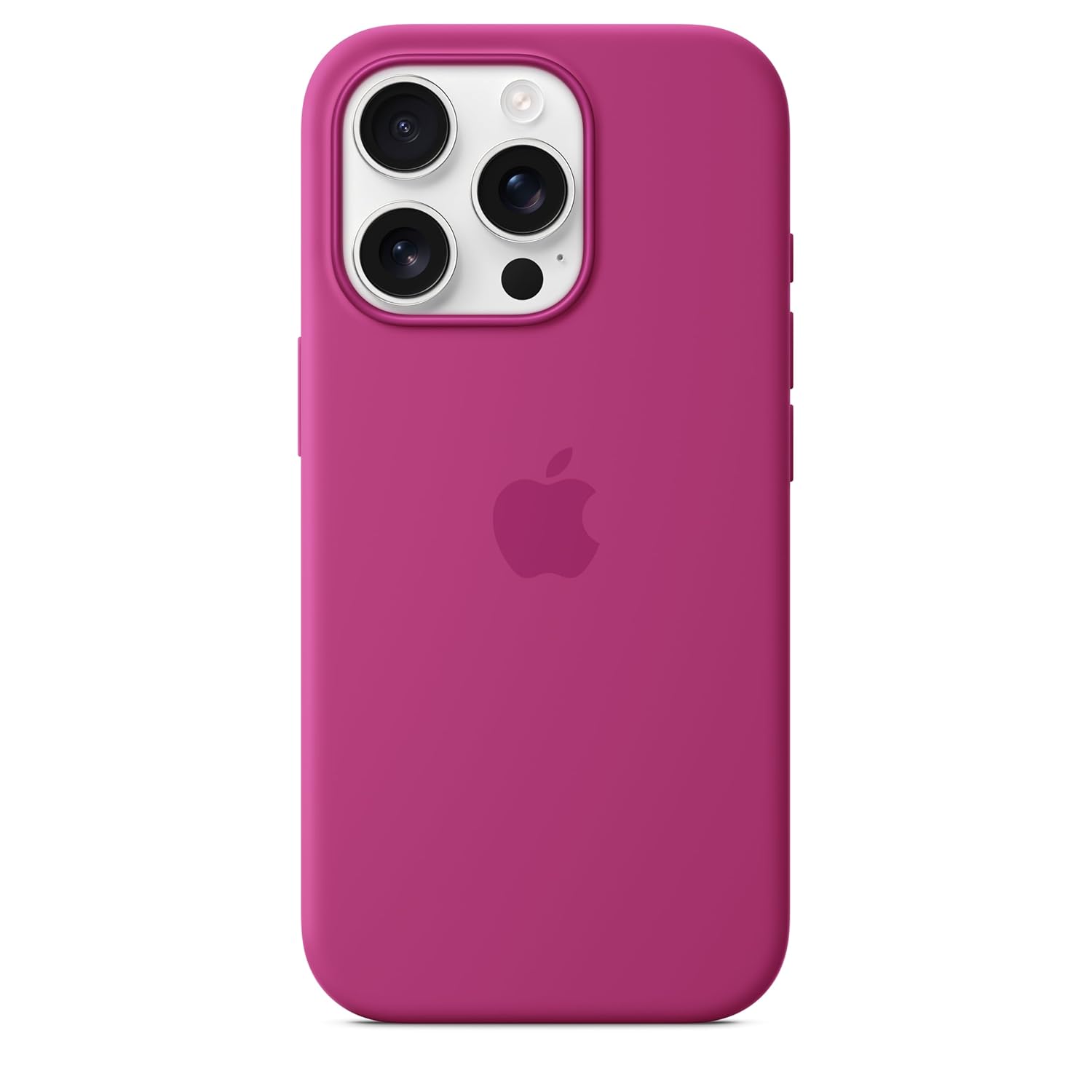 iPhone 16 Pro Max Silicon Magsafe Case with New Side Button & IC Working Animation) - Fuchsia