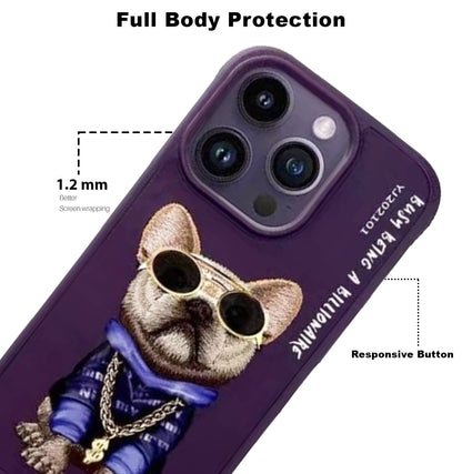 iPhone 15 Pro Max Nimmy 3D Embroided Swag Dog Case Cover - Purple