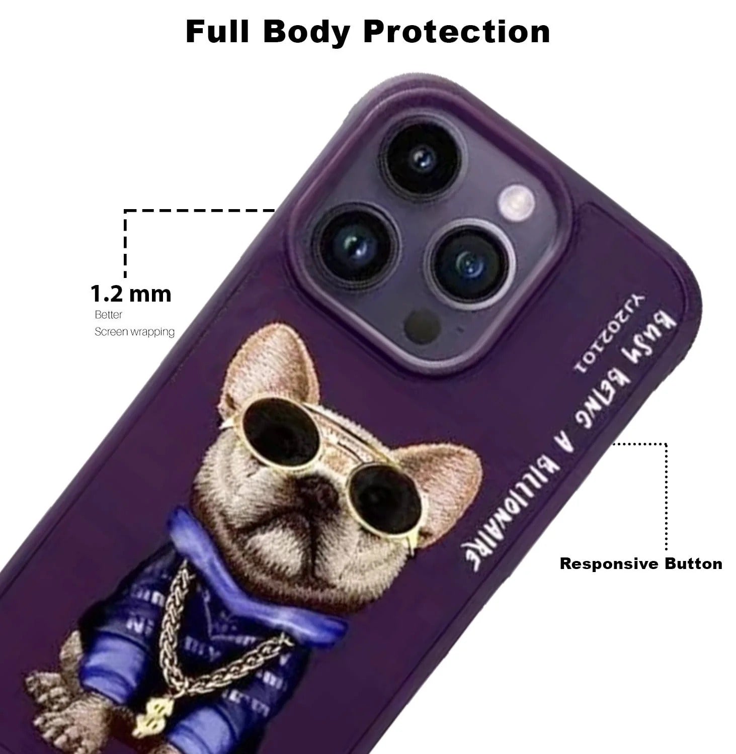 iPhone 13 Pro Max Nimmy 3D Embroided Swag Dog Case Cover - Purple