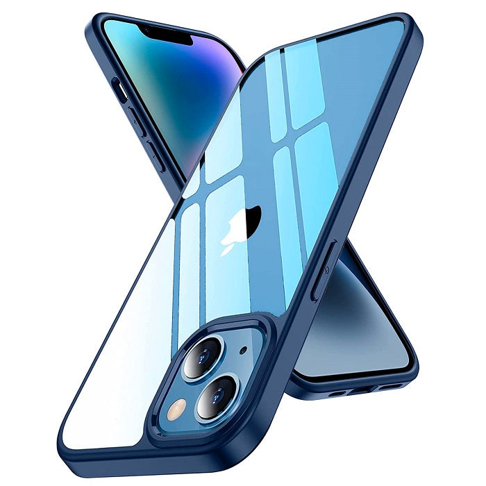 iPhone 15 Pro Max Transparent Bumper Clear Case with Camera Protection-Blue