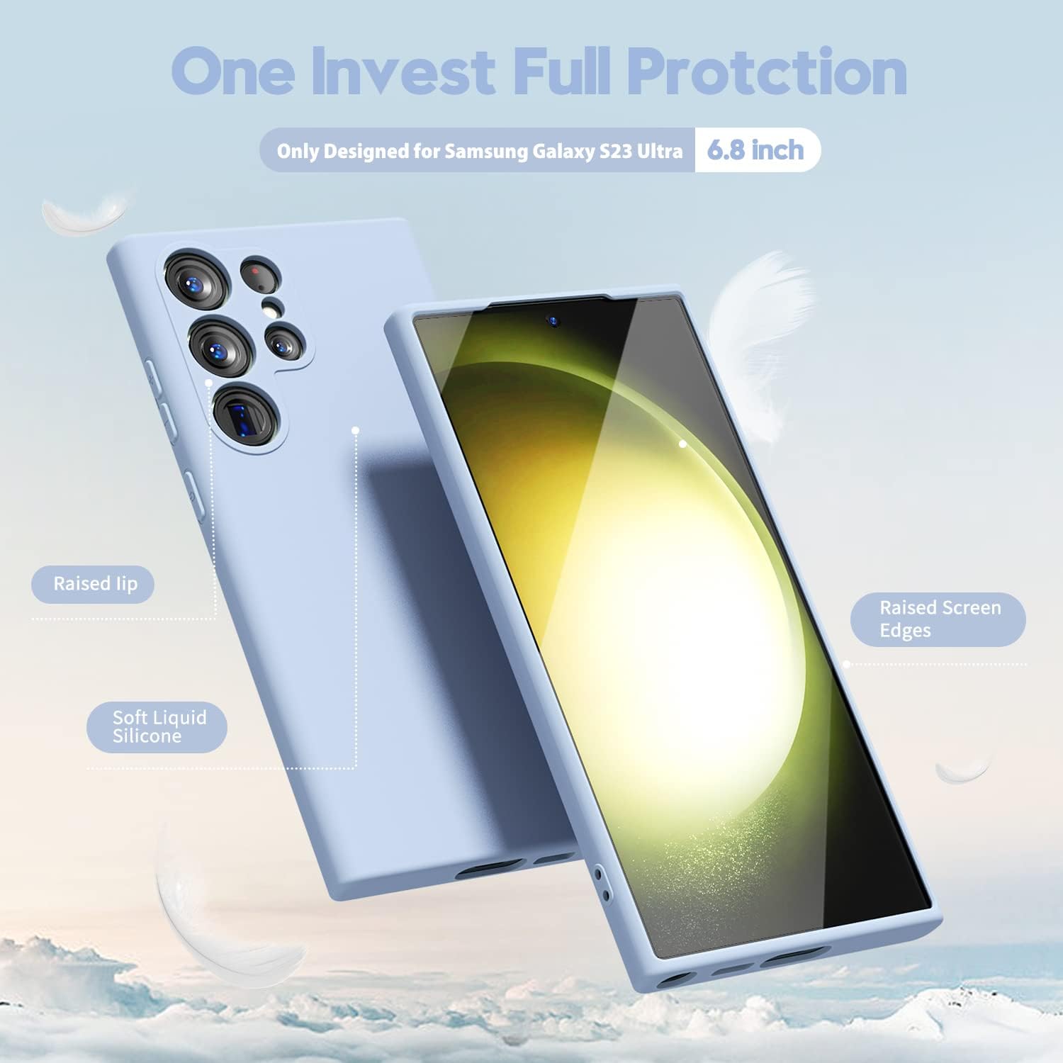 Samsung Galaxy S23 Ultra Liquid Silicon Case With Logo- Blue
