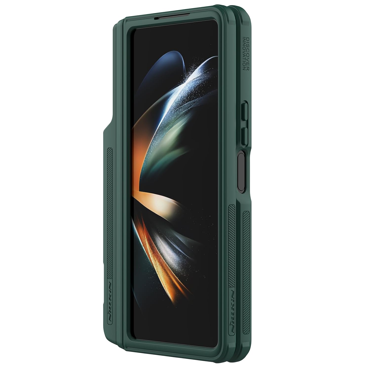 Samsung Z Fold4 Super Frosted Shield Fold 180 Folding 360 Protection Hidden Phone Holder & Detachable S Pen Slot - Green