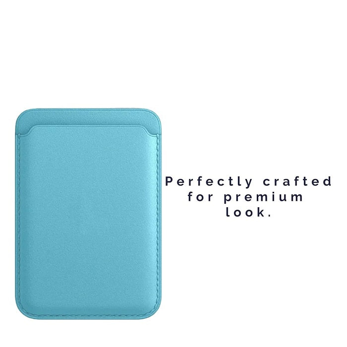 iPhone 15 Pro Faux Leather Wallet Magsafe With Logo- Sky Blue