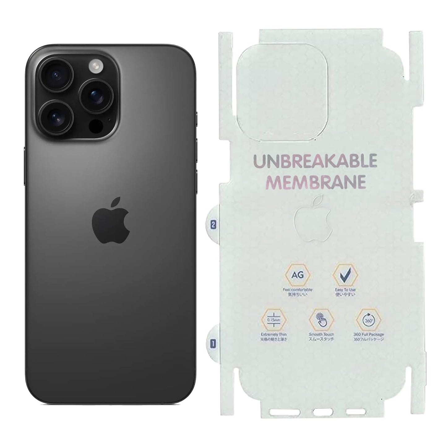 iPhone 16 Pro Max 360 Degree Protection Matte Back Screen Guard (Membrane)