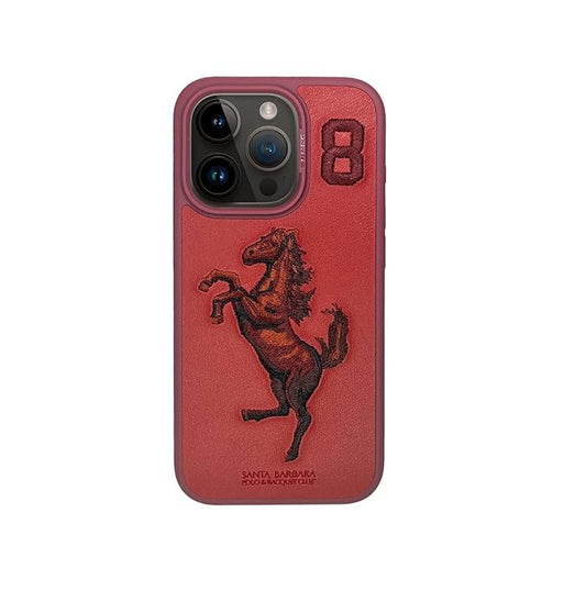 iPhone 15 Plus Boris Series Santa Barbara Polo Racquet Club leather Case- Red