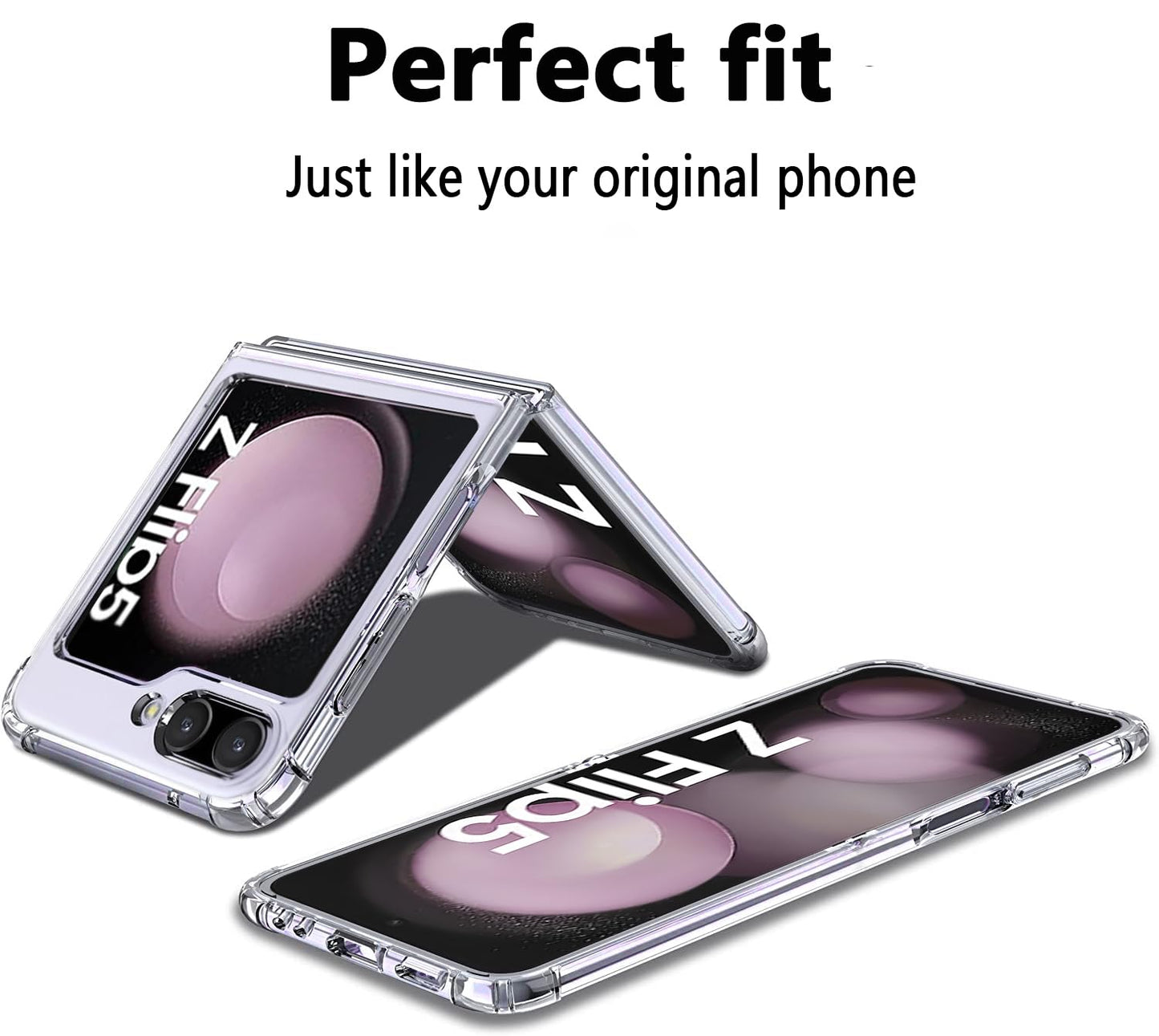 Samsung Galaxy Z Flip 5 Transparent Case with Bumper Camera Protection - Transparent