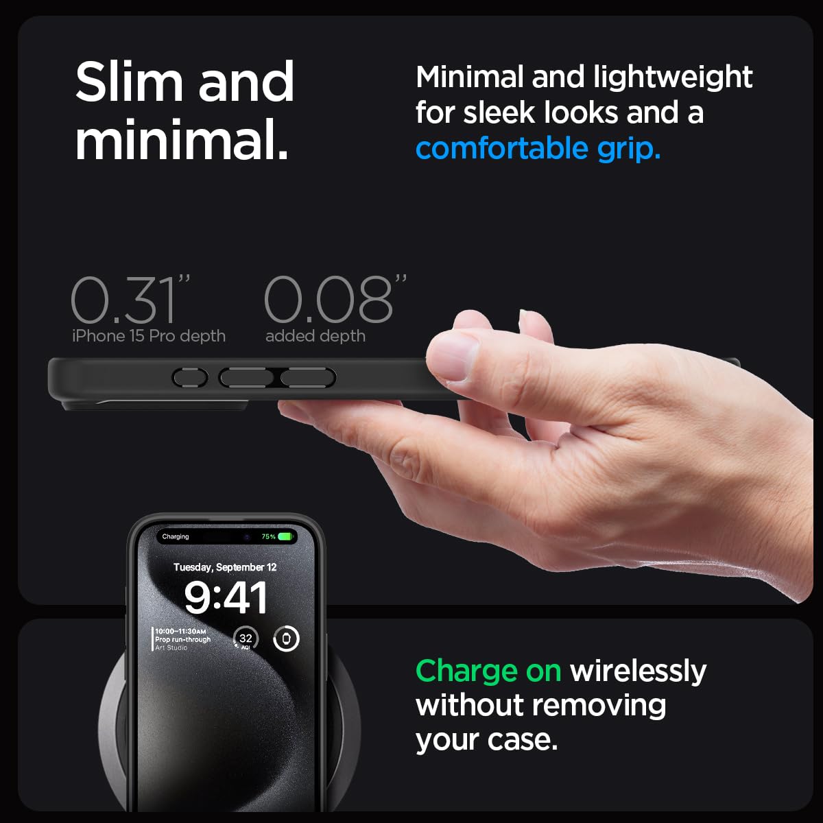 iPhone 15 Pro Ultra Hybrid Crystal Clear Shockproof Slim Transparent Case - Black