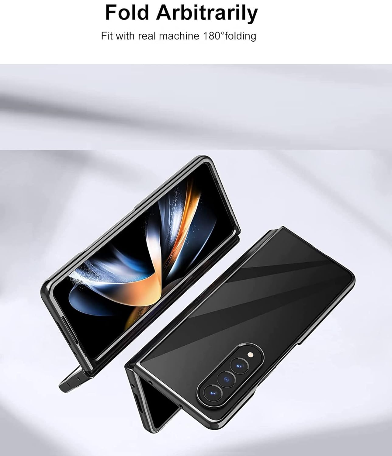 Samsung Galaxy Z Fold 3 Electroplated Frame Transparent Back Cover-Black