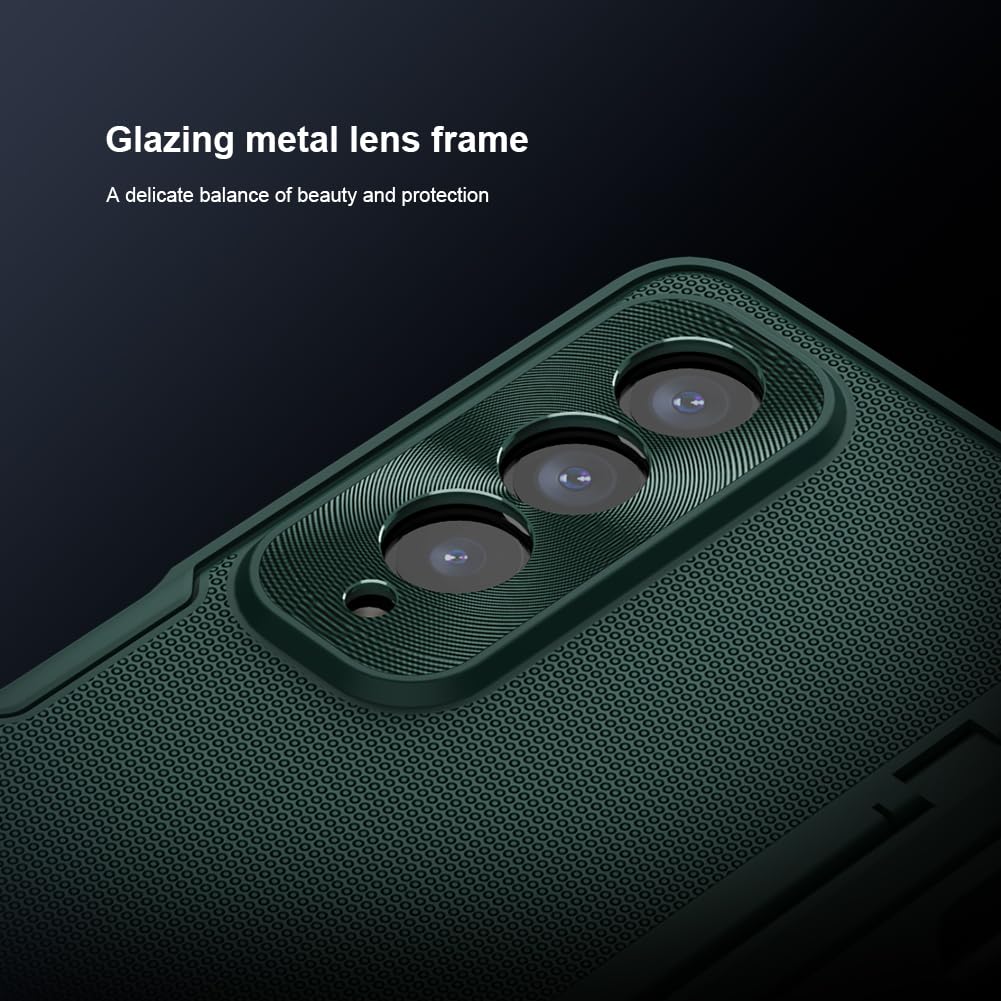 Samsung Z Fold4 Super Frosted Shield Fold 180 Folding 360 Protection Hidden Phone Holder & Detachable S Pen Slot - Green