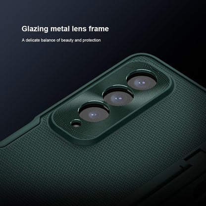 Samsung Z Fold4 Super Frosted Shield Fold 180 Folding 360 Protection Hidden Phone Holder & Detachable S Pen Slot - Green