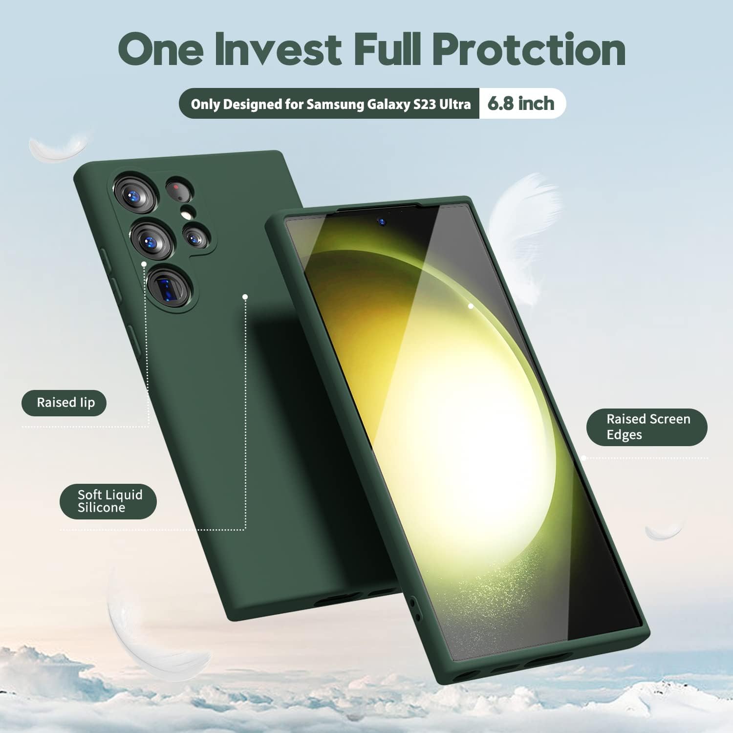Samsung Galaxy S23 Ultra Liquid Silicon Case With Logo- Green