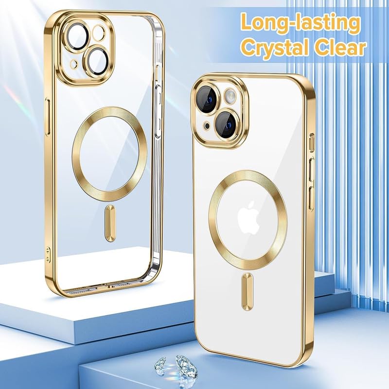iPhone 15 Electroplating MagSafe Case with Camera Protection- Gold