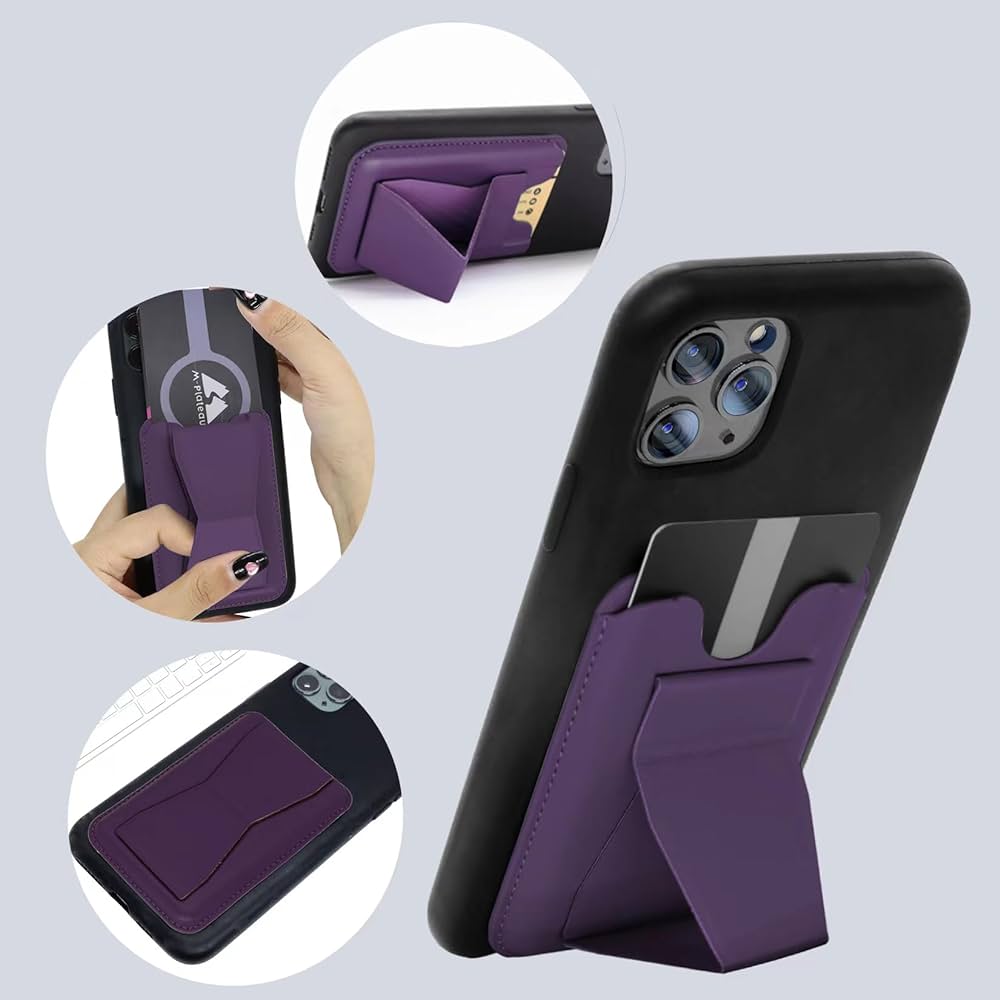 iPhone 15 Faux Leather Wallet Magsafe With Stand - Brown / Purple
