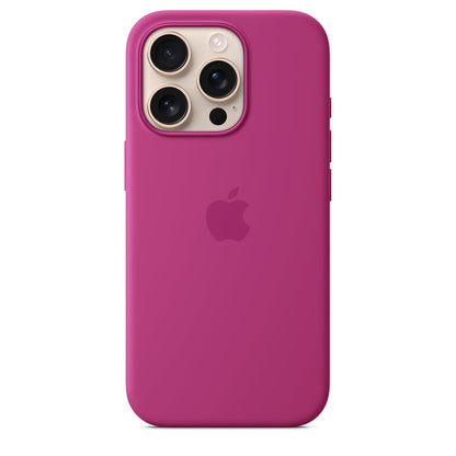 iPhone 16 Pro Max Silicon Magsafe Case with New Side Button & IC Working Animation) - Fuchsia