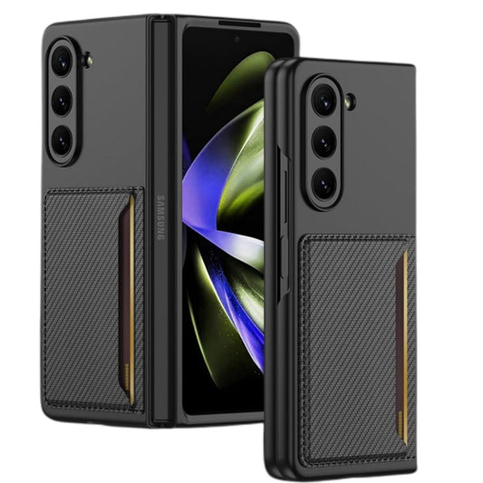 Samsung Galaxy Z Fold 5  PU Leather Card Holder Case-Carbon