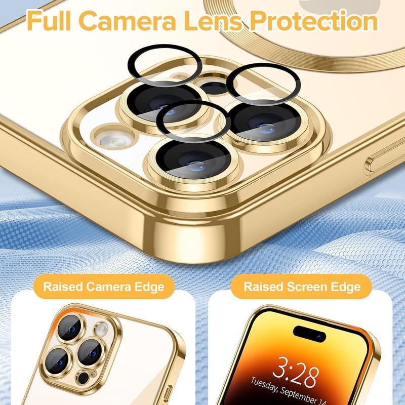 iPhone 15 Pro Electroplating MagSafe Case with Camera Protection- Gold