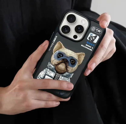 iPhone 14 Pro Nimmy Jacket Cool & Cute Embroidery Case Cover Swag Dog