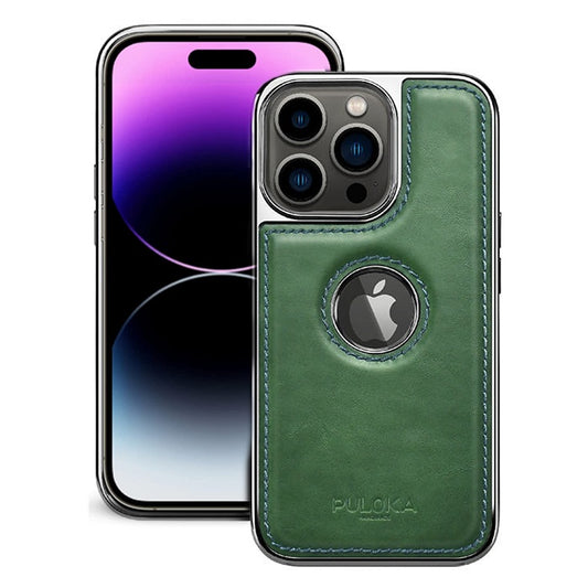 iPhone 15 Pro Leather Case Original Luxurious Premium Quality leather Case- Green