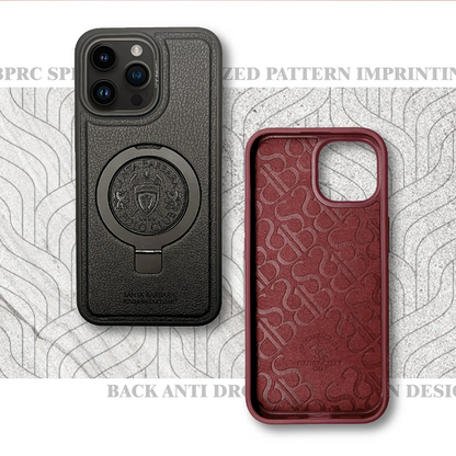 iPhone 15 Pro Primo Series Genuine Santa Barbara Leather Case- Black