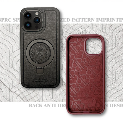 iPhone 15 Primo Series Genuine Santa Barbara Leather Case- Black